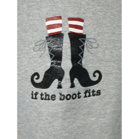 Hanes Tops - Christmas Halloween Sweatshirt Hanes Womens Size XL If The Boot Fits Gray Long S